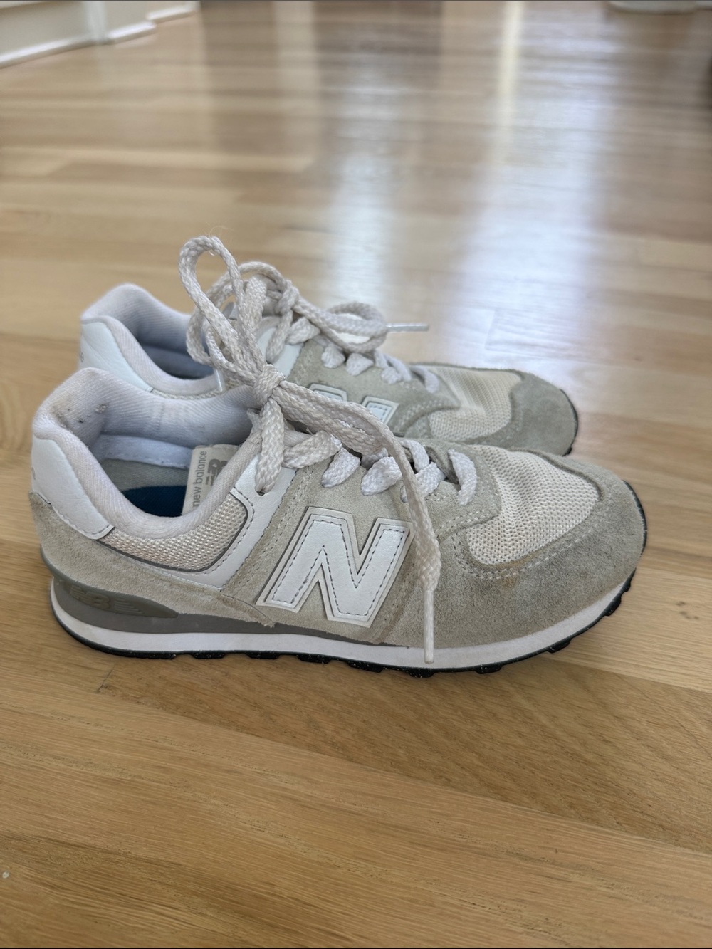 New Balance Light Beige & White Retro Runner Sneakers
